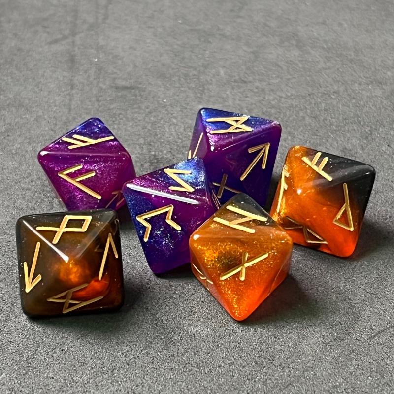 3Pcs/set Rune Dice 8-sided Colored Polyhedral Dice Constellation Mysterious Erudite Luck Dice for Party Playing Cards Board Game