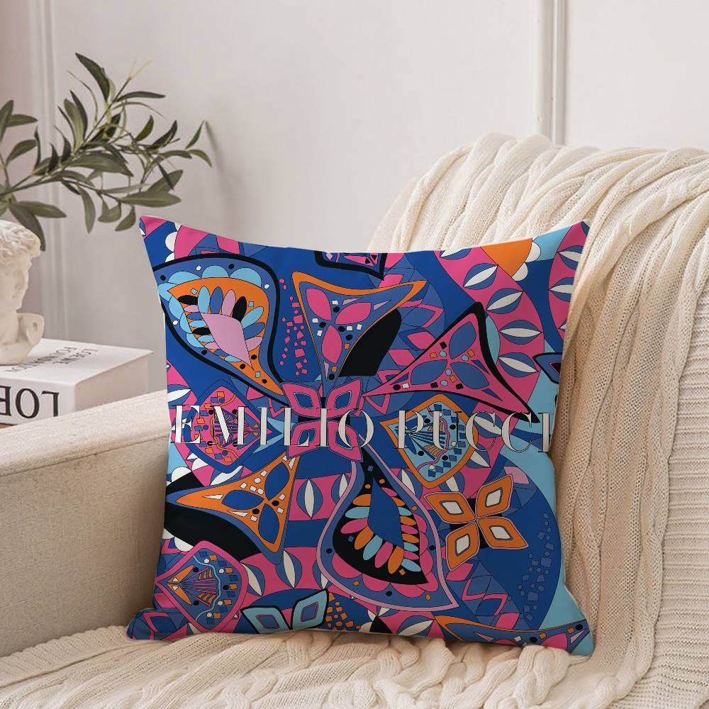 E-EE-Emilio Logo P-Pucci Pillow Case Home Decor Throw For Sofa Bed Car Room Decor Gift Idea