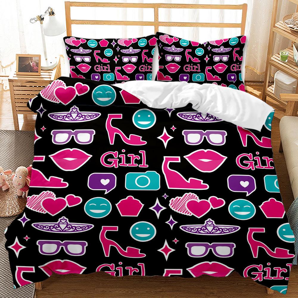 D digital printing urban design quilt cover bed grinding three-piece set