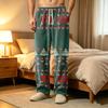 Pantaloni Pigiama da Uomo in Velluto a Coste con Tasche, Pantaloni da Notte Casual per Casa e Ora di Dormire