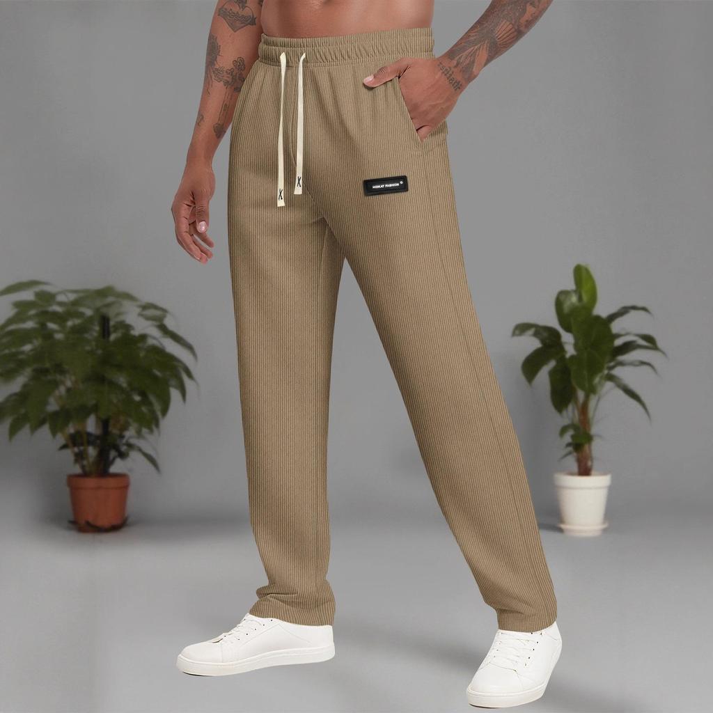 Men's Chenille Corduroy Loose Straight-Leg Pants - Comfortable, Versatile Sweatpants for College Students.