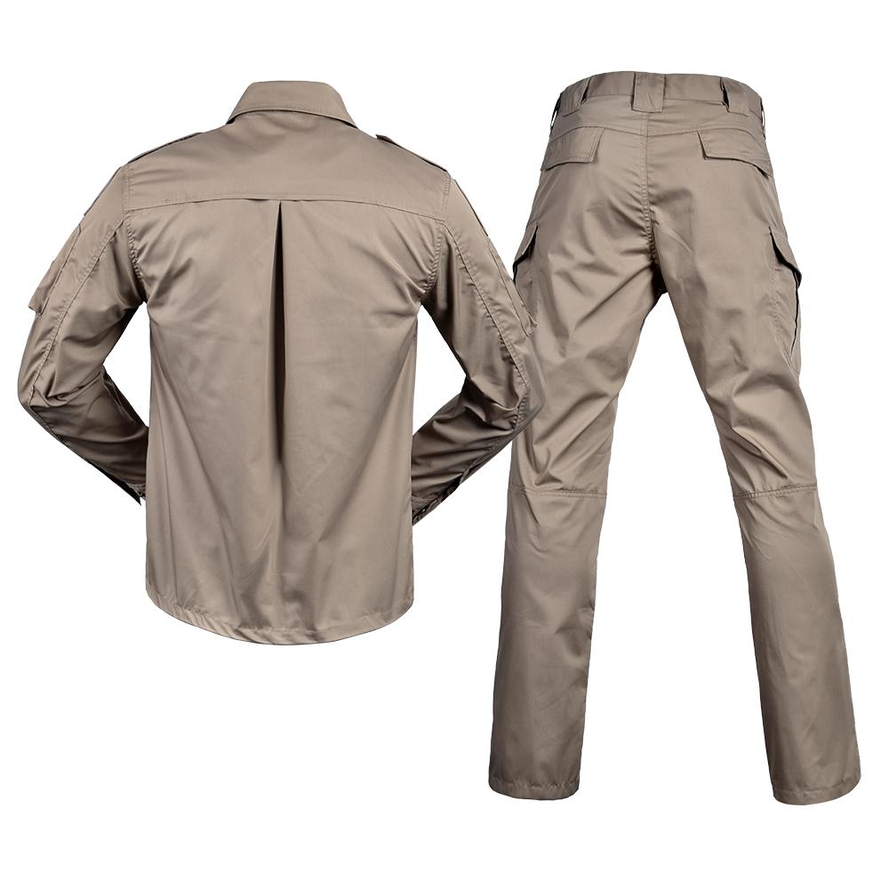 חולצת כותנה O צווארון חאקי שדה הסוואה מדים אריג לגברים