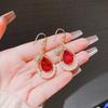 Fashion Temperament Sweet Flower Stud Earrings Women's Red Bow Flower Earrings Versatile Exquisite Daily Atmosphere Earrings
