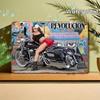 Vintage Revolution Motorcycle Wall Art  Waterproof Aluminum Sign with Chic Biker Girl Design for Home Cafe Garage De