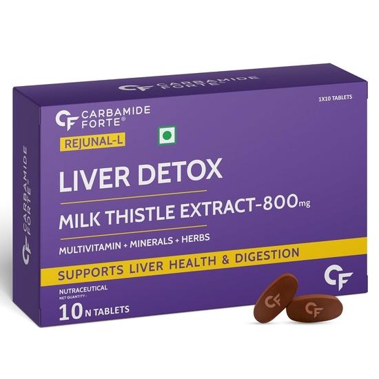 

Carbamide Forte Liver Support Supplement with Milk Thistle Extract 800mg (30:1), Multivitamins | Liver Detox Supplement 10 Veg Tablets, 20 Grams
