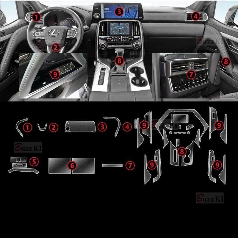 Per Lexus LX LX600 - Pellicola Trasparente in TPU Adesivo Antigraffio Interno Auto Console Centrale Leva del Cambio Navigazione Pellicola per Auto