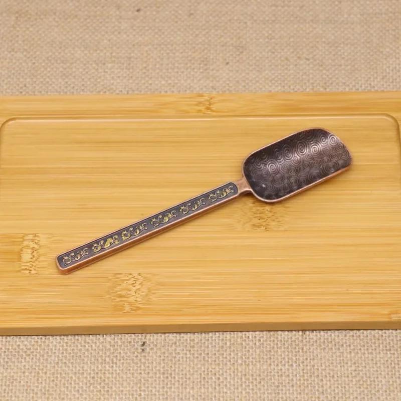 Retro Metal Chinese Tea Scoop Spoon Copper Teaspoon Bamboo Shape Tea Set Shovel Kongfu Tea Ceremony Utensils Accessory Tool