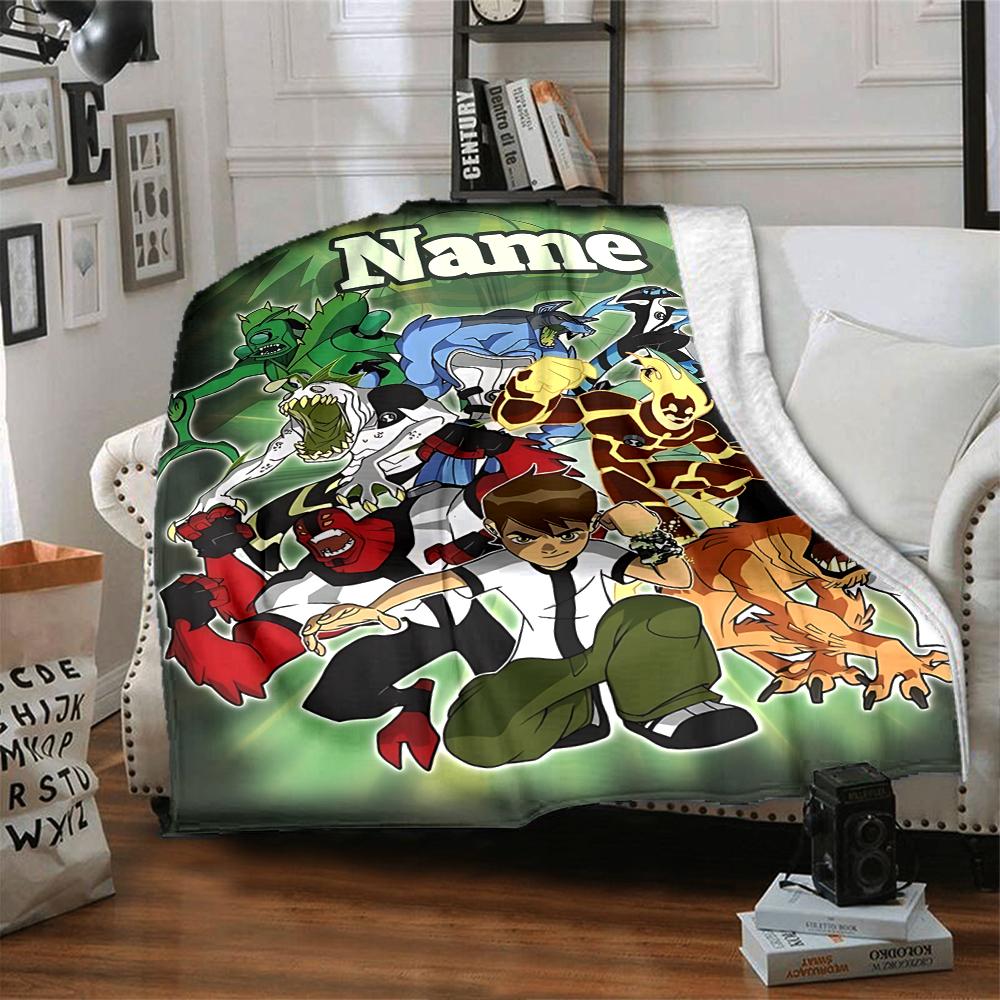 Custom Name Ben Alien Force Adventure Party Blanket For Couch Bed Plush Cozy Fuzzy Blanket Super Soft Warm Blankets For Fall And Winter 09165