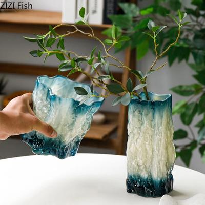 Colorful Gradient Glass Vase Desk Decoration Flower Arrangement Hydroponics Flower Pots Floral Vases Room Aesthetic Decor