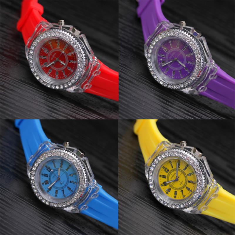Unisex Quartz Watch With Colorful Led Lights And Night Glow For Teens And Couples