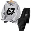 Viral 67 Numble Happy Kids Outfit 4-13Y Casual Fashion Spotts Children Hoodies Set Comfortable Boy Girl Sweatshirt Set Pant Suit
