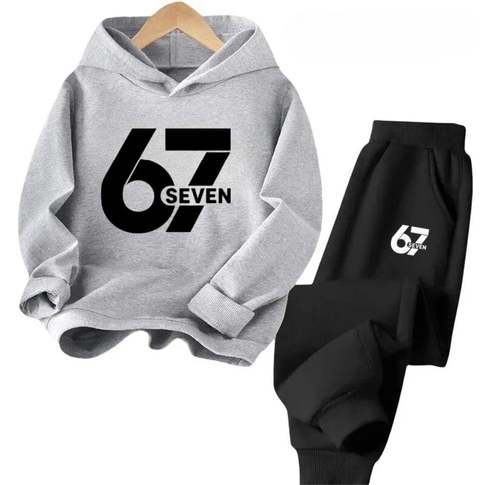 Viral 67 Numble Happy Kids Outfit 4-13Y Casual Fashion Spotts Children Hoodies Set Comfortable Boy Girl Sweatshirt Set Pant Suit
