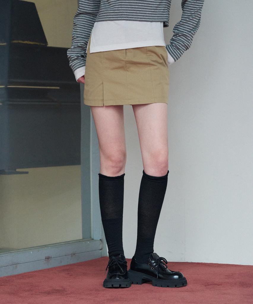 Ledeoli Vent Cotton Mini Skirt [Black]