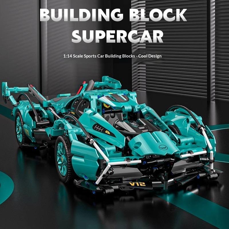 V12 Rennwagen Bausatz Auto Sportwagen Jungenspielzeug Baustein Mechanische Gruppe Fernbedienungsversion Mechanische Verbindung