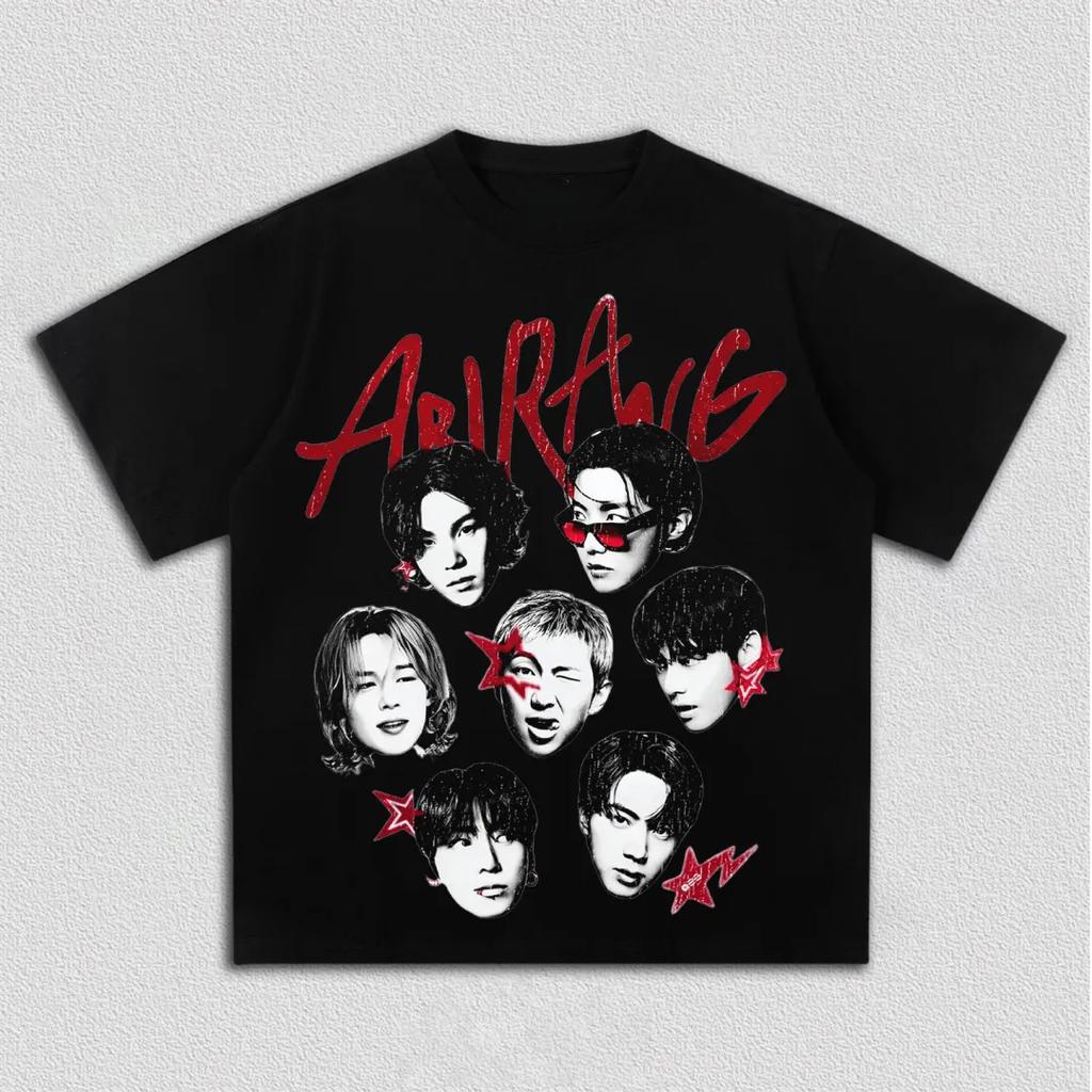 Korean Boy Band Graphics T Shirt Pure Cotton Men's and Women's Short Sleeves Y2K Loose Comfortable Shirt