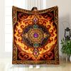 Mystic Flame Rune Design with Gems Flannel Blanket for Bedroom, Living Room, Sofa, and Nap Sofas