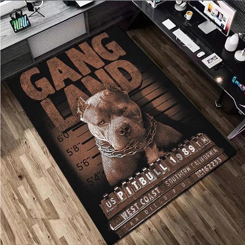 1Pc Pit Bull Print Rug - Computer Chair Area Rug Home Decoration Carpet For Living Room Bedroom Flooring Mat