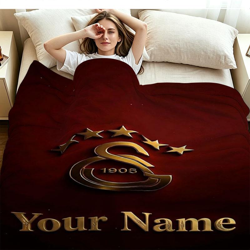 1PC Galatasaray S Custom Name Patterned Flannel Blanket Suitable For All Seasons for Home Decor Warmth and Comfort Gifts Holiday Present