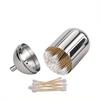 304 Stainless Steel Cotton Swab Holder Sliver Stainless Steel Storage Jar Office Organizing
