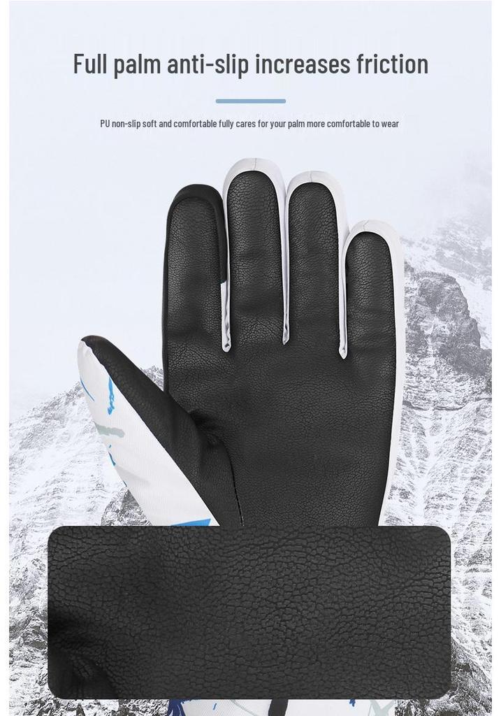 Yirenxing Winter Ski Gloves: Fleece-Lined, Waterproof, Non-slip, Windproof Motorcycle Gloves for Men and Women.