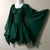 Halloween Renaissance Cosplay Dress Long Sleeve Flared Cuff Patchwork Themed Parties