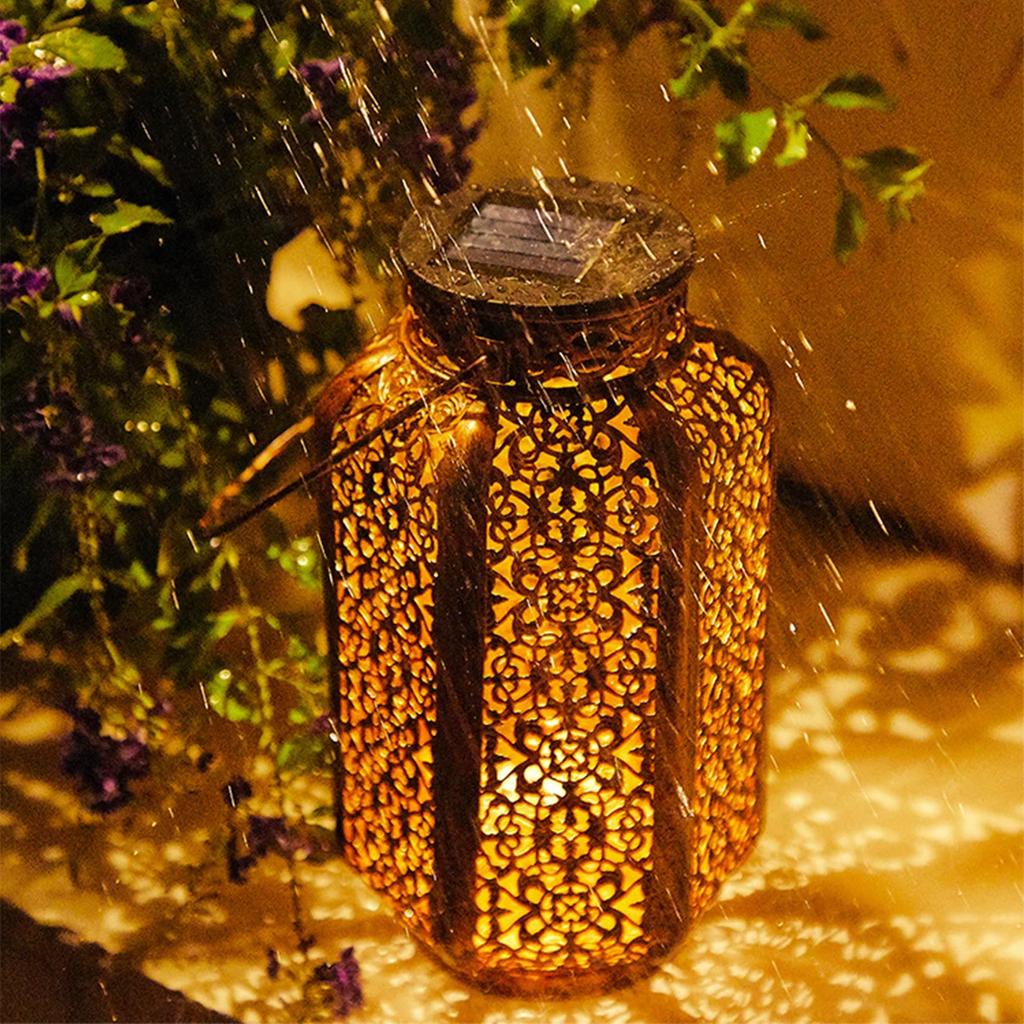 Led Solar Light Outdoor Solar Hanging Lantern Retro Iron Art Garden Decorative Pathway Lamp Stairs Lights Home Christmas Decor