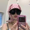 Sunscreen Triangle Headscarf Hat Plaid Strappy Bandana Cap Soft Headscarf Baseball Hat  Street