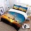 Airplane Sunset Art Decor Set Soft Comfortable Duvet Cover Bedding Set Included 1*Duvet Cover & 2*Pillowcases, Gift