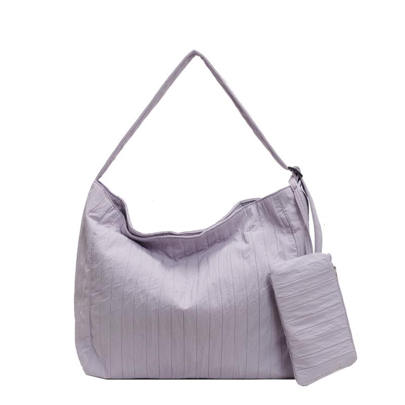 

2024 summer new bag wrinkled underarm bag tote bag Korean canvas bag large capacity shoulder women s bag фіолетовий