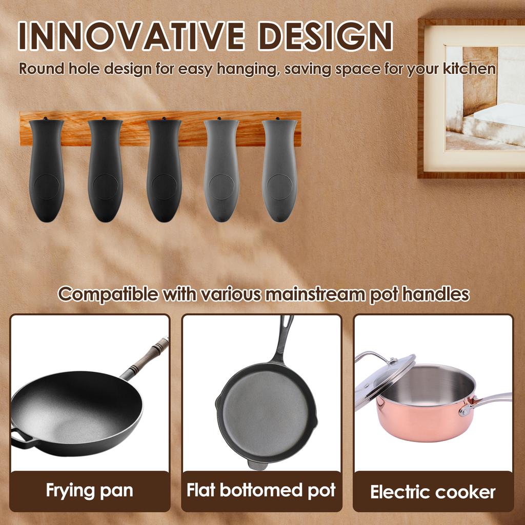 8Pcs Silicone Hot Handle Holder Heat Resistant Pot Handle Covers Flexible Pot Handle Sleeve Dishwasher Safe Silicone Pan Handle