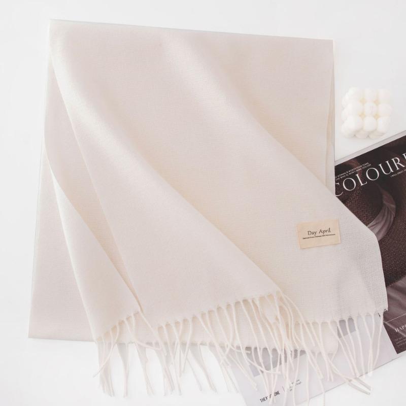 Women S Solid Color Faux Cashmere Scarf Warm Winter Neckwear For Daily Use
