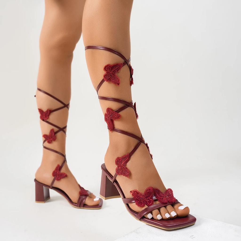Fashion Women Sexy Ankle Sandals Transparent Platform Summer Butterfly Lace-up High Heels Sandals Elegant Comfortable Designer Shoes