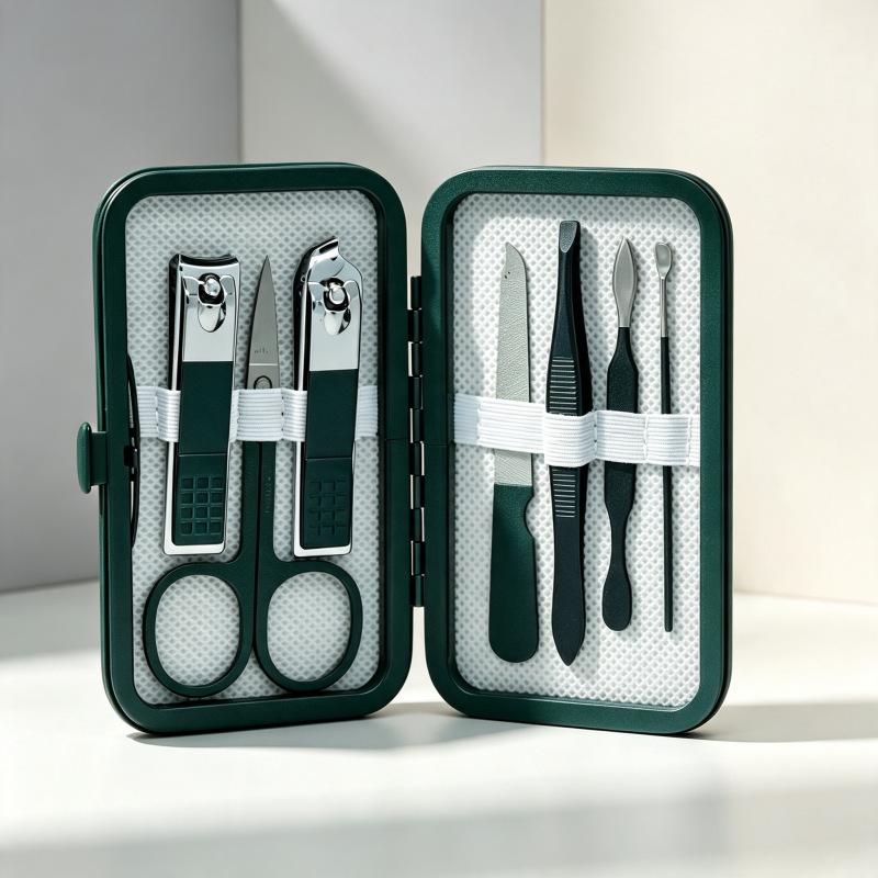 18-Piece Deep Emerald Beauty Set: Manicure, Eyebrow & Foot Care
