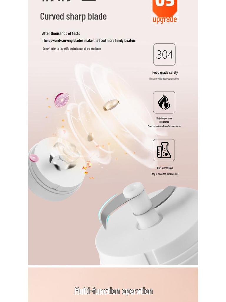 Elektrisk hvitløks- og kjøttkvern: Mini matkutter, kvern og skreller for husholdnings- og babymat