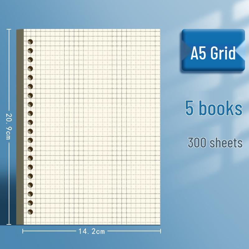 B5 26-Hole Loose-Leaf Notebook Refill, Detachable A4 Horizontal Line Grid Paper