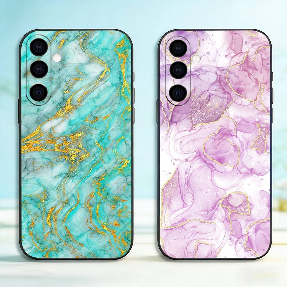 Marble Pattern Phone Case For Samsung Galaxy A73,A72,A71,A70,A53,A52,A51,Soft Silicone Black Cover