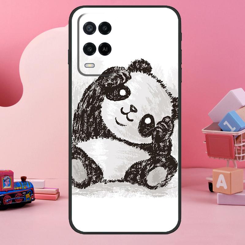 Cartoon Panda Case For Oppo A78 A38 A18 A98 A58 A60 A80 A40 A96 A76 A16 A94 A74 A54 A15 A17 A57 A77 A5 Pro