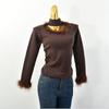 Halterneck Furry Patchwork Sweater Women's Autumn and Winter Inner Wear Fancy Elegant Silm Slimming Knitted Bottoming Shirt Tops