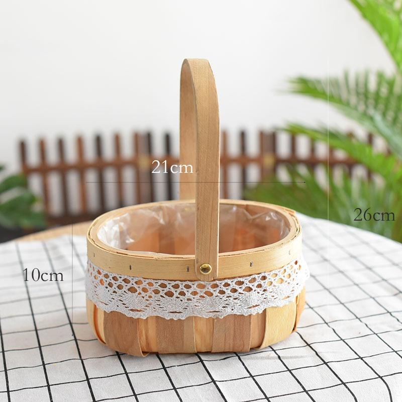 New Internet celebrity decoration portable flower basket packaging flower basket handmade rattan floral arrangement gift straw wood chips