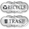 Trash & Recycle Stickers – 2-Pack Self-Adhesive Vinyl Labels, Waterproof & Durable (Transparent Background with Black Text, Medium 6.3 x 2.7