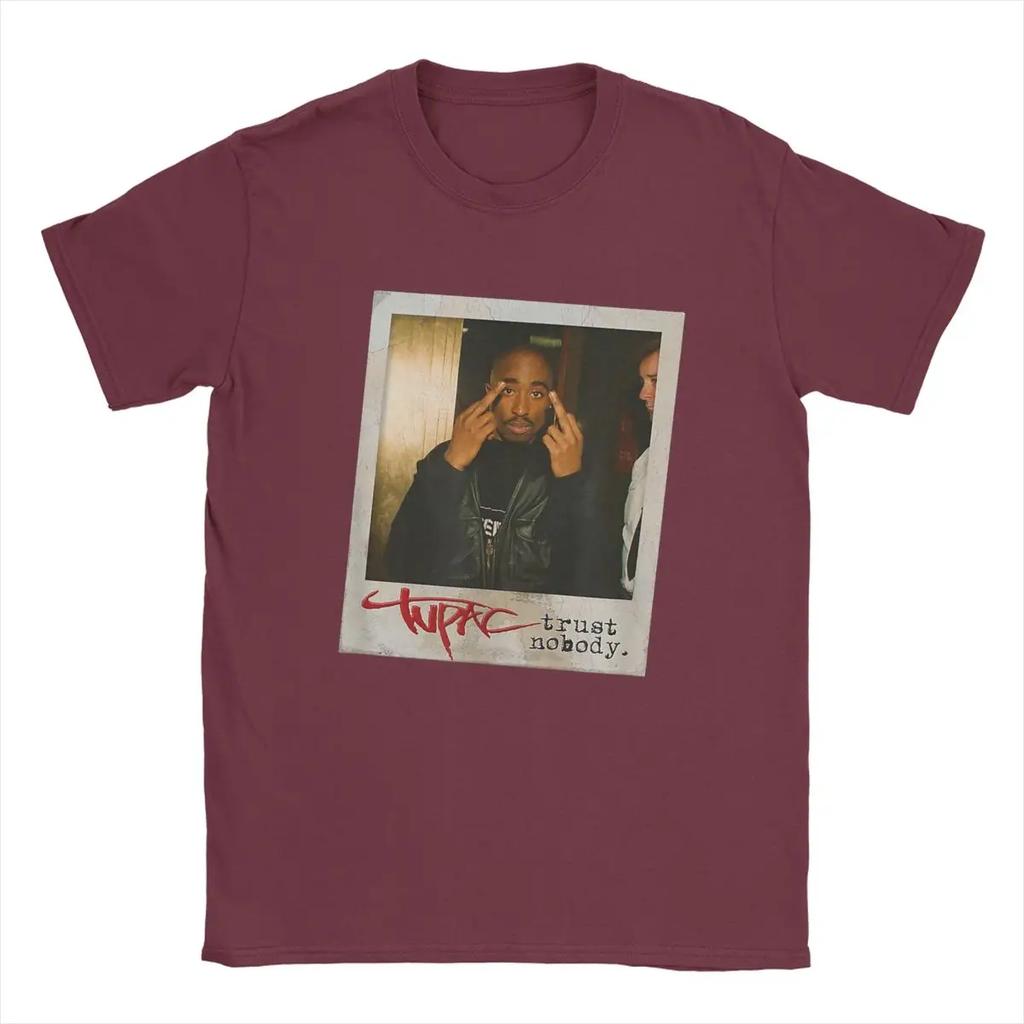 Men T-Shirts T-Tupac Trust Nobody Photo Humorous Pure Cotton Tees Short Sleeve 2pac Hip Hop Y2K Harajuku T Shirts O Neck Gift