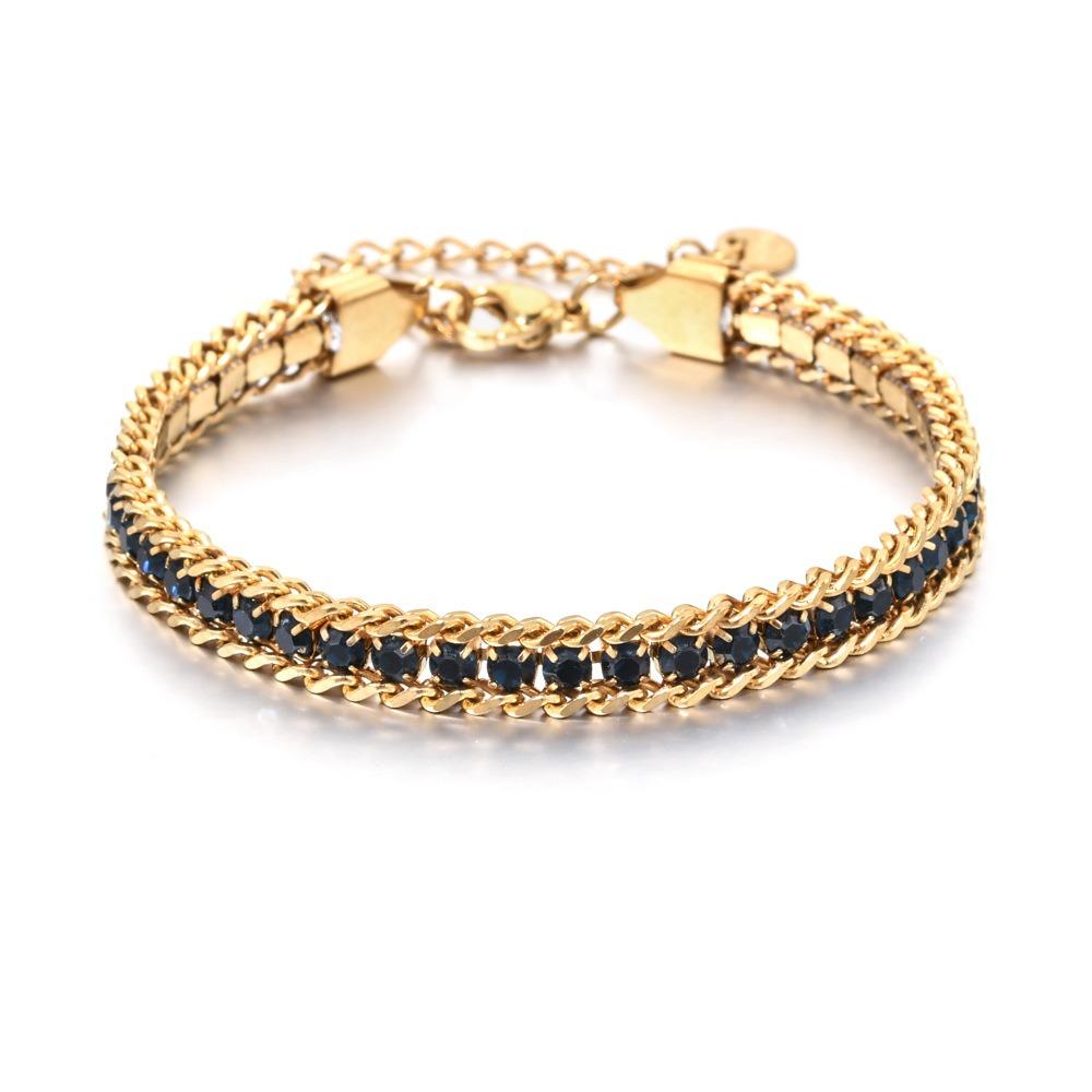 Luxury Iced Out Chain Bracelet Gold Color Shiny Rhinestone Bangle  Jewelry Gifts