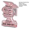 Congrats Grad Gift Sign Pink Girl Head Shape Acrylic Plaque for Home Office Tabletop Shelf Decor Inspirational Gift for Graduate