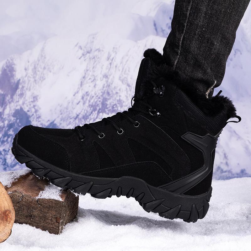 Large size military boots men's velvet thermal snow boots outdoor hiking boots men's combat boots high top field boots