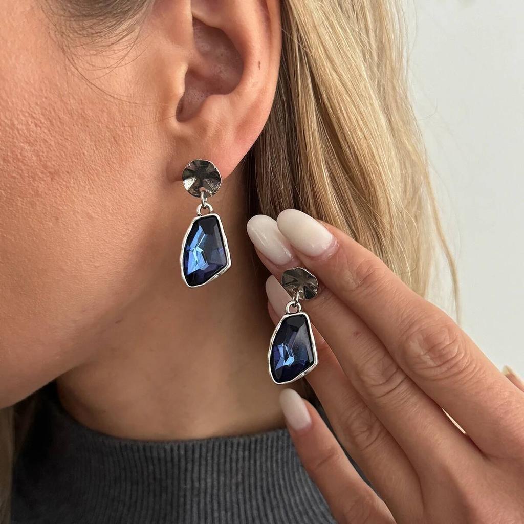 SHIXIN New Trendy Irregular Acrylic Rhinestone Pendant Earrings for Women Simple Geometric Hanging Drop Earrings Jewelry Gifts