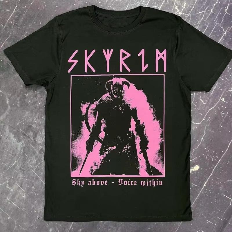 Футболка Skyrim Унисекс Летняя Dragonborn Нордическая Игровая Графика Короткий Рукав Оверсайз Уличная Одежда Свободный Крой Фанату The Elder Scrolls S