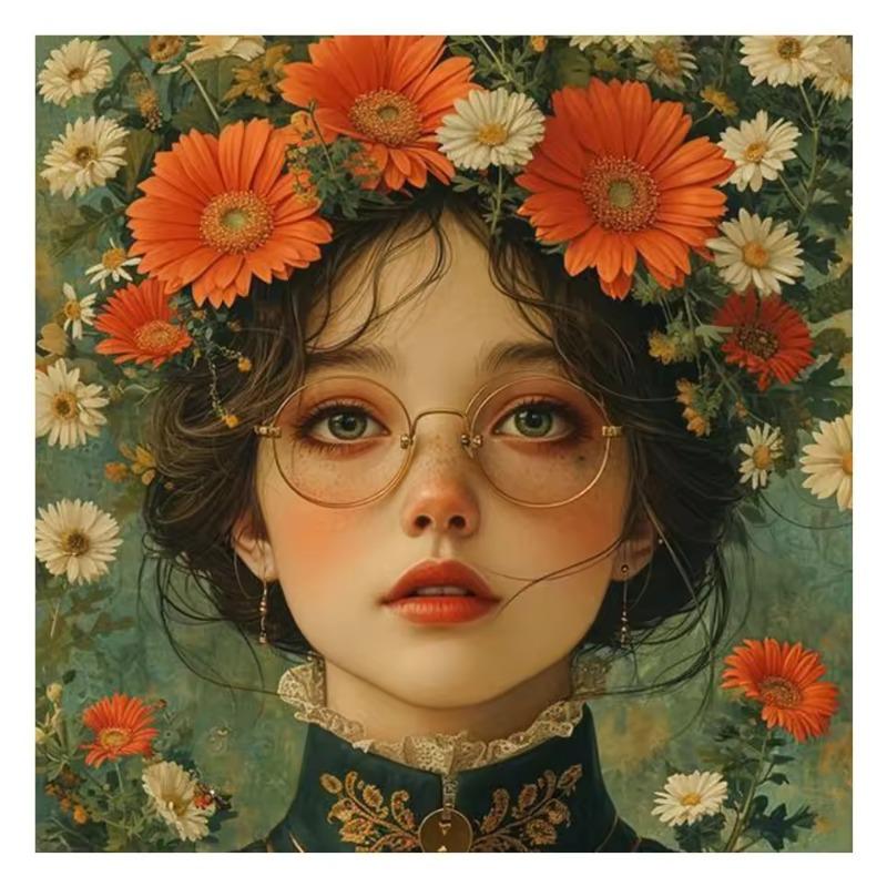 

Красивая женщина в очках Цветок Холст Настенное искусство Живопись Постеры и принты Женское настенное искусство Картина Декор комнаты Картина 21cm×30cm NoFrame