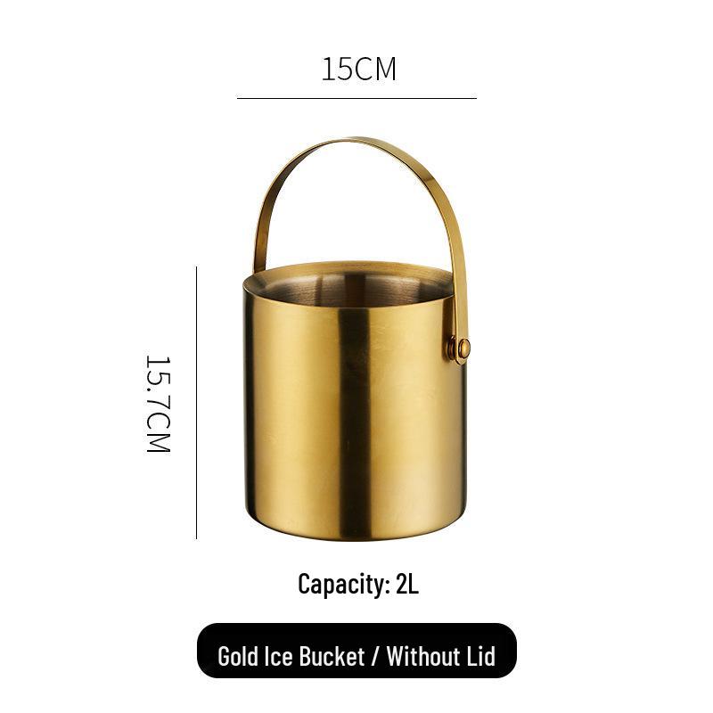 3L Double-Layer Insulated 304 Stainless Steel Ice Bucket with Thickened Handle for Wine & Beer