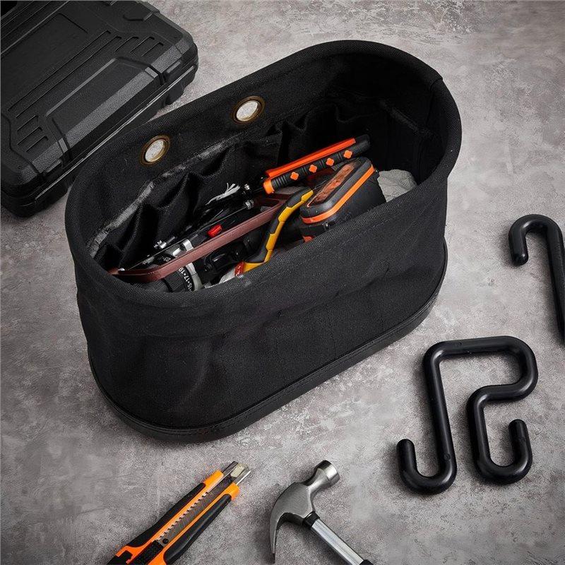 B97A-Canvas Bucket Bag With Hooks Aerial Oval Lineman Tool Bucket With 15 Pockets For Industrial Maintenance Tool Organizer