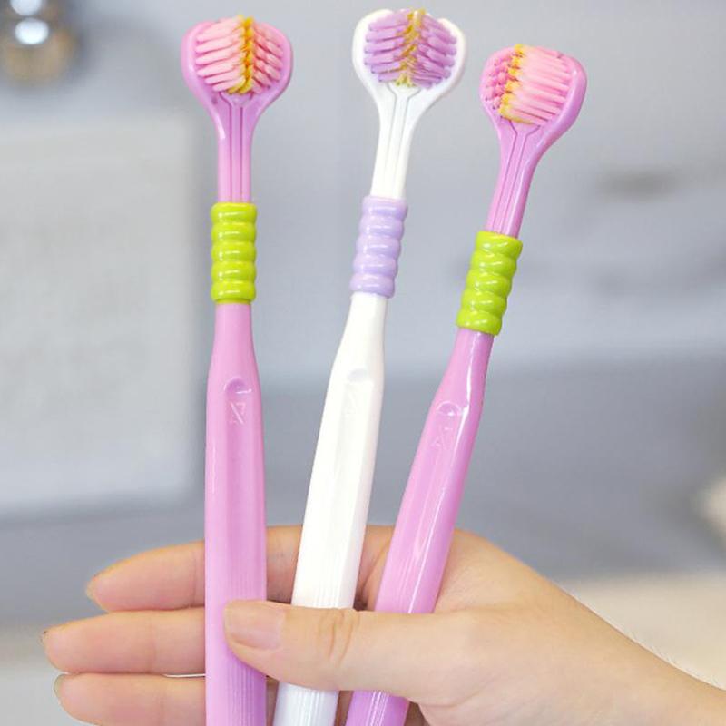 Periuță de dinți de uz casnic cu 3 fețe cu peri moi Confortabilă Ușor de utilizat Periuță de dinți pentru curățare profundă Pentru adulți Copii Băieți Fete